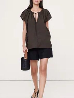 Banana Republic Brown Tie-Front Short Sleeve Tunic